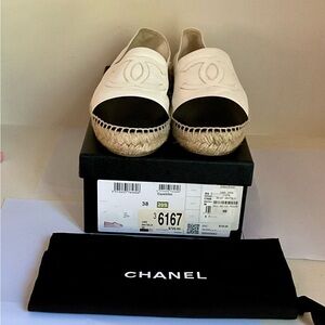 Chanel Classic Black & White Espadrille Flat Shoe